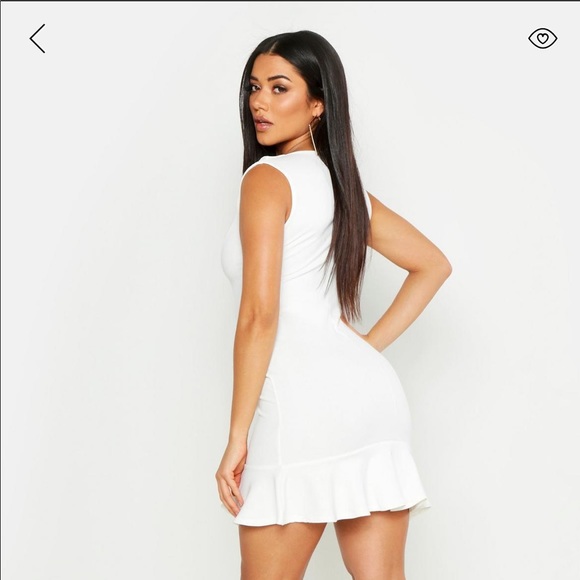 BOOHOO White Frill Hem Blazer Dress - Picture 3 of 8